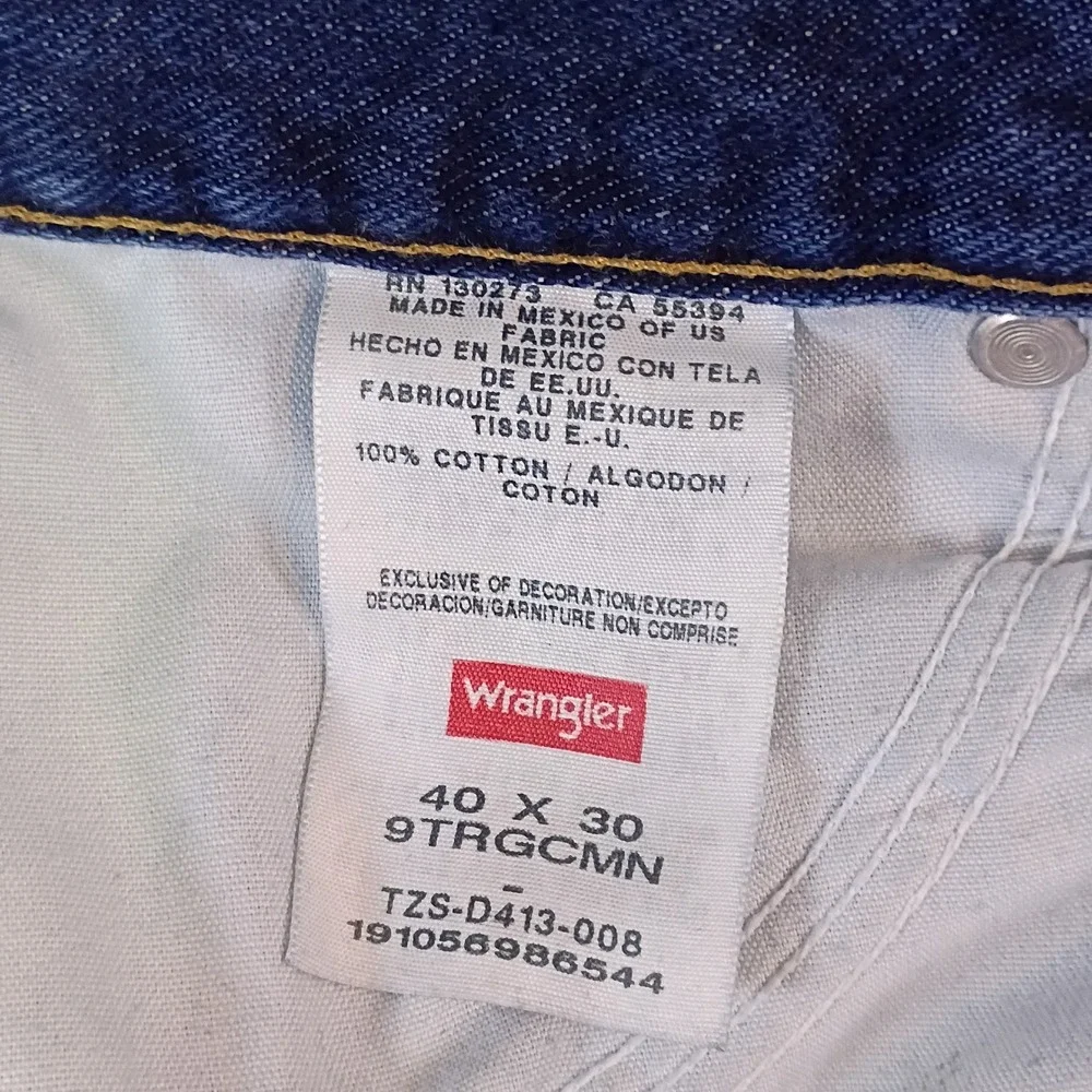 Wrangler Regular Fit Jeans Mens 40x30 Dark Wash Straight Leg Denim 9TRGCMN